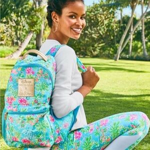 NWT Lilly Pulitzer Lilly Loves Disney Bahia Backpack in Blue Ibiza
